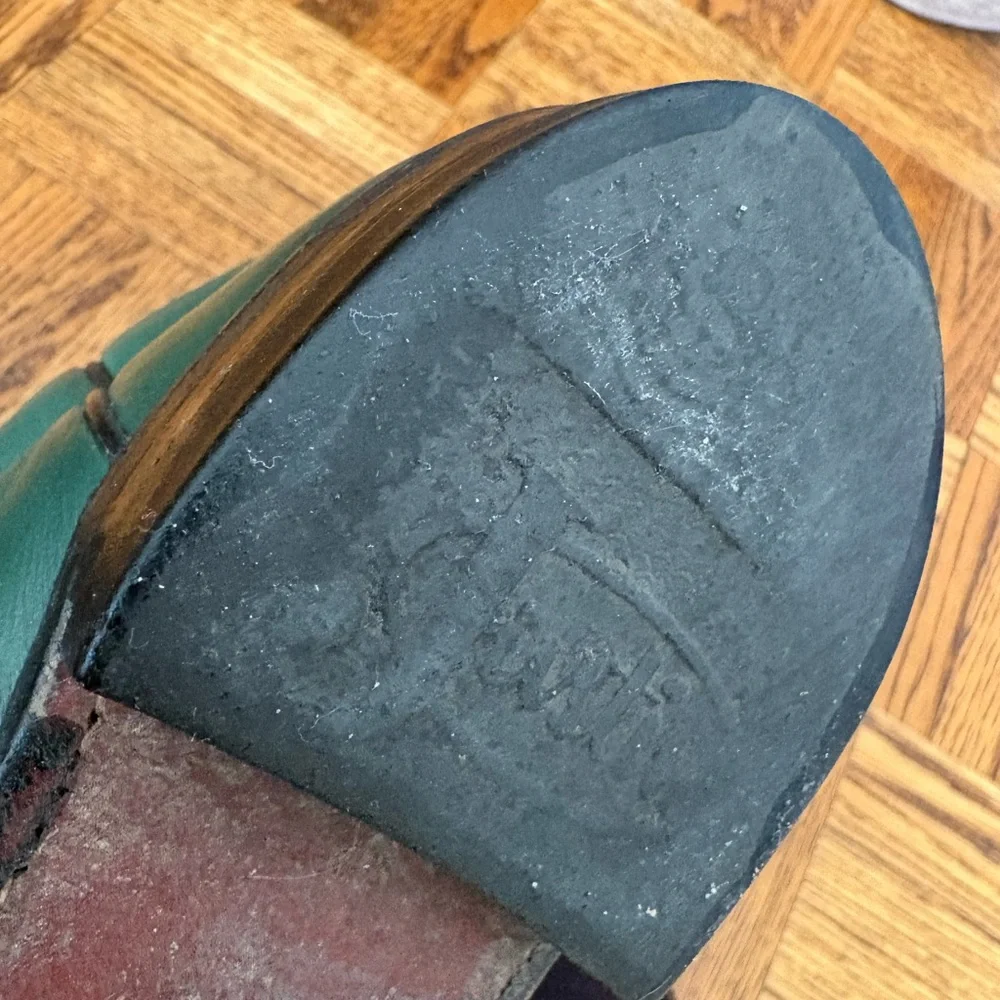 Justin Vintage Cowboy Original Green Roper Western Leather Boots - Made in USA - Picture 10 of 16